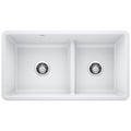BLANCO 442524 Precis Precis SILGRANIT 33" 60/40 Reversible Double Bowl Undermount Kitchen Sink with Low Divide - White in White
