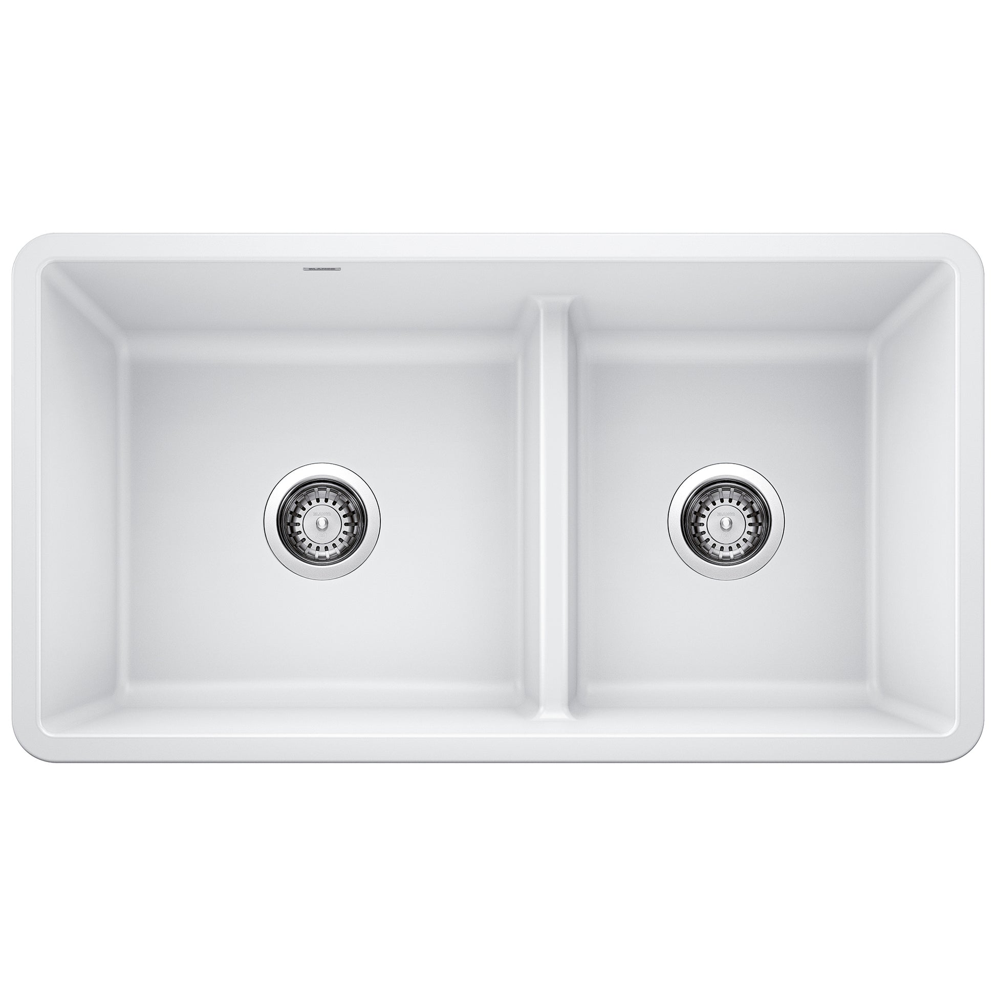 BLANCO 442524 Precis Precis SILGRANIT 33" 60/40 Reversible Double Bowl Undermount Kitchen Sink with Low Divide - White in White