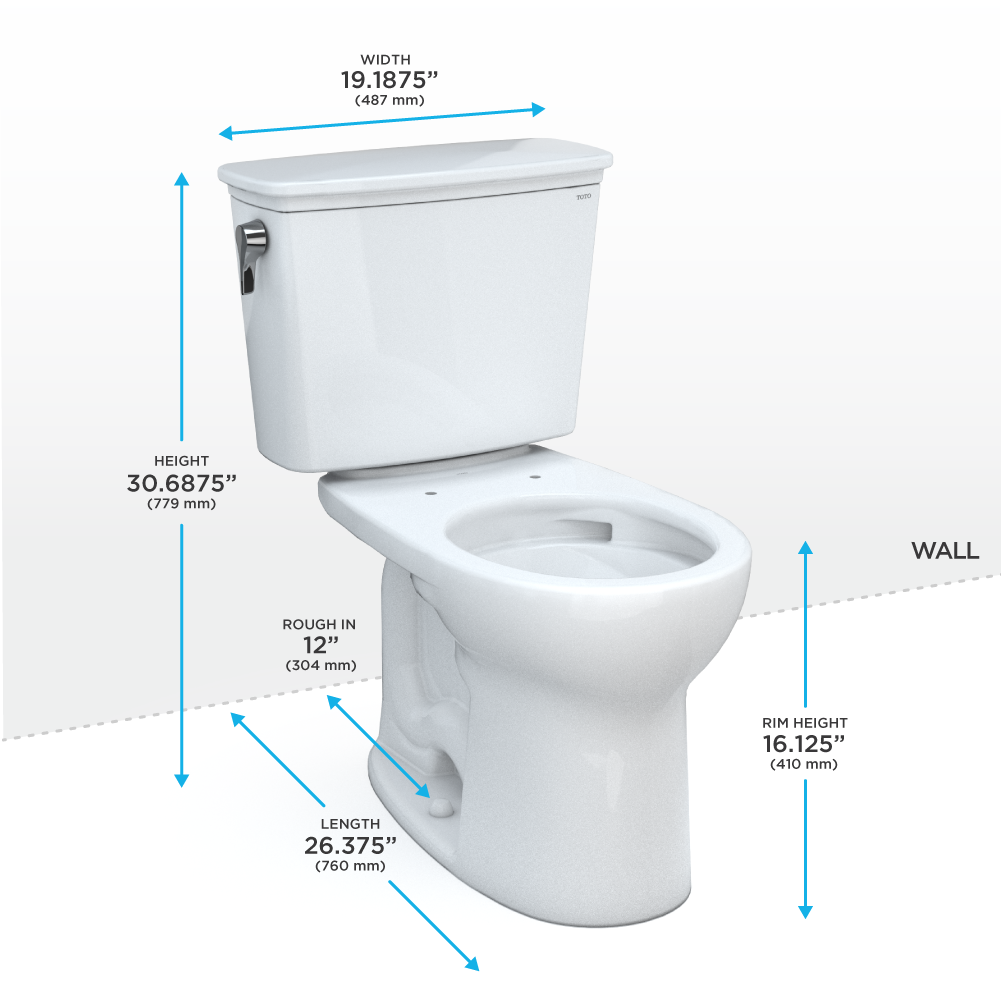 TOTO CST785CEFG#11 Drake Transitional Two-Piece Round 1.28 GPF Universal Height TORNADO FLUSH Toilet with CEFIONTECT , Colonial White