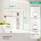 HANSGROHE 72517001 Rebris S Single-Hole Faucet 110 with Pop-Up Drain, 1.2 GPM - Chrome