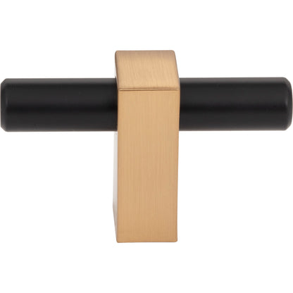 JEFFREY ALEXANDER 478T-MBSBZ Larkin 2 2-3/8" Length Bar Knob - Matte Black w/Satin Bronze