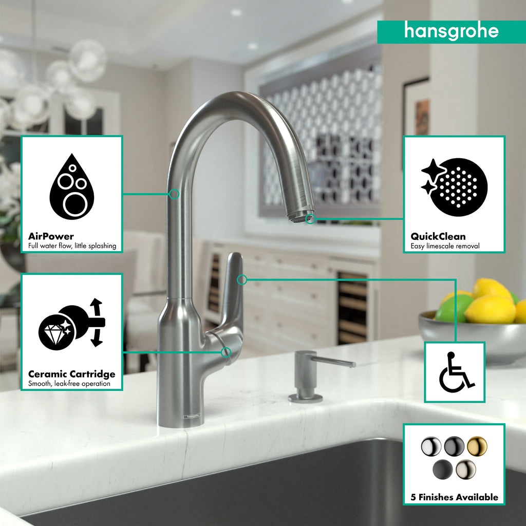 HANSGROHE 71802801 Focus N Bar Faucet, 1.75 GPM - Stainless Steel Optic
