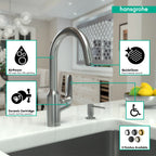 HANSGROHE 71802801 Focus N Bar Faucet, 1.75 GPM - Stainless Steel Optic
