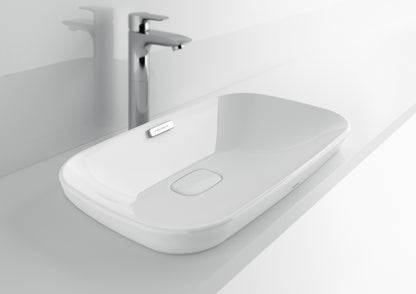 TOTO LT995G#01 Neorest Kiwami Rectangular Semi-Recessed Fireclay Vessel Bathroom Sink With Cefiontect - Cotton White