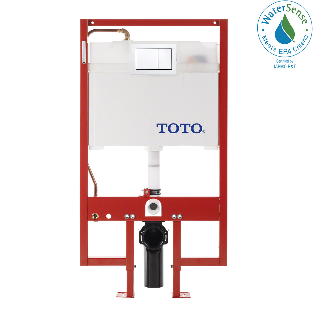 TOTO WT152800M#WH Duofit In-Wall Dual Flush 0.9 And 1.6 Gpf Tank System Copper Supply Line And White Rectangular Push Plate - White