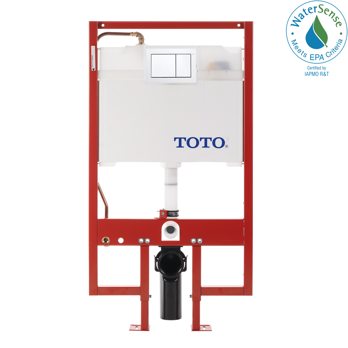 TOTO WT152800M#WH Duofit In-Wall Dual Flush 0.9 And 1.6 Gpf Tank System Copper Supply Line And White Rectangular Push Plate - White