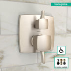 HANSGROHE 15865821 Ecostat Classic Pressure Balance Trim Classic Square with Diverter - Brushed Nickel