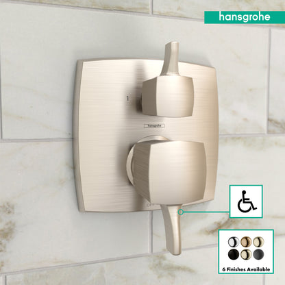 HANSGROHE 15865821 Ecostat Classic Pressure Balance Trim Classic Square with Diverter - Brushed Nickel