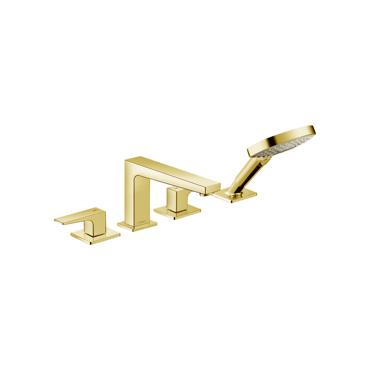 HANSGROHE 32557251 Metropol 4-Hole Roman Tub Set Trim with Lever Handles and 1.75 GPM Handshower - Brushed Gold Optic