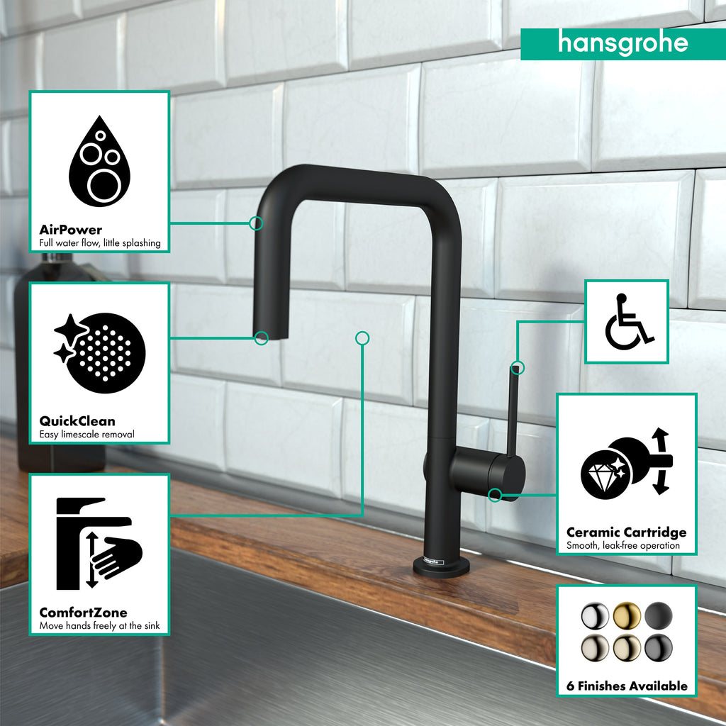 HANSGROHE 72858671 Talis N Kitchen Faucet, U-Style 1-Spray, 1.5 GPM - Matte Black