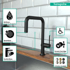 HANSGROHE 72858671 Talis N Kitchen Faucet, U-Style 1-Spray, 1.5 GPM - Matte Black