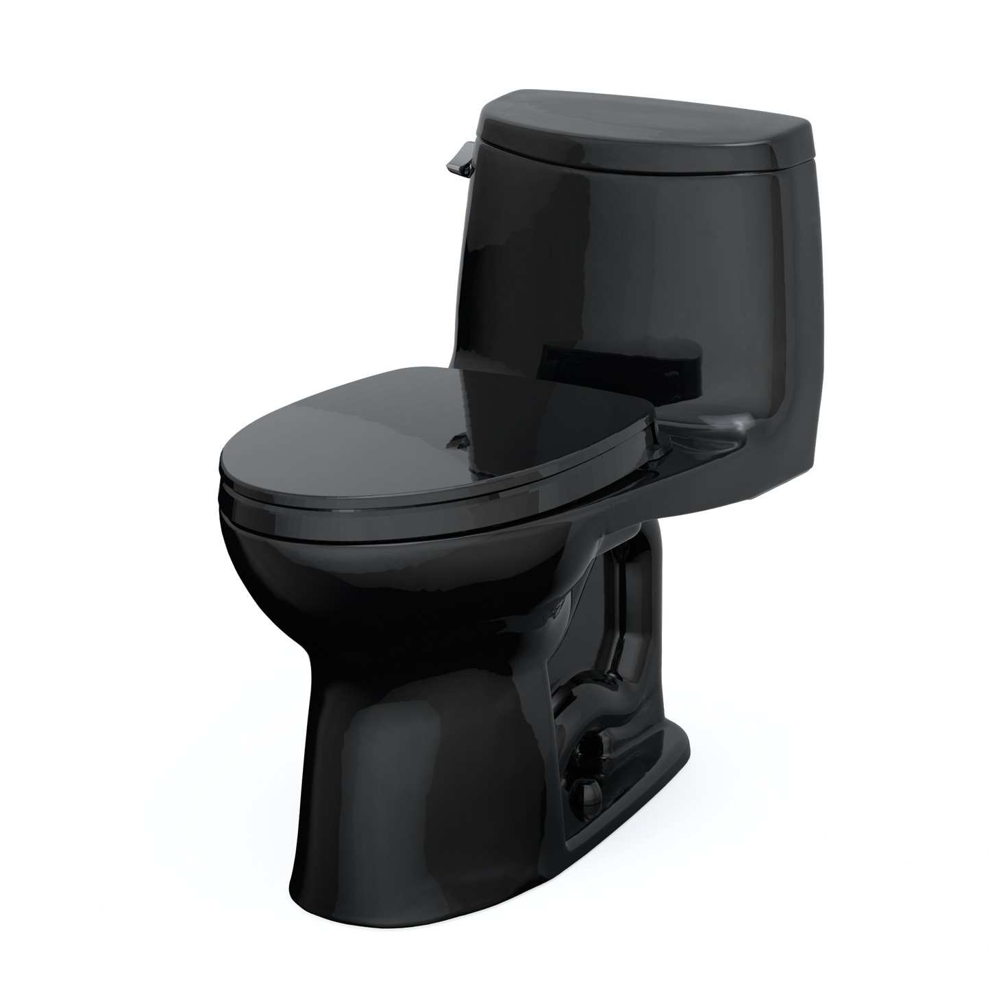 TOTO MS604124CEF#51 UltraMax II One-Piece Elongated 1.28 GPF Universal Height Toilet with SS124 SoftClose Seat , Ebony