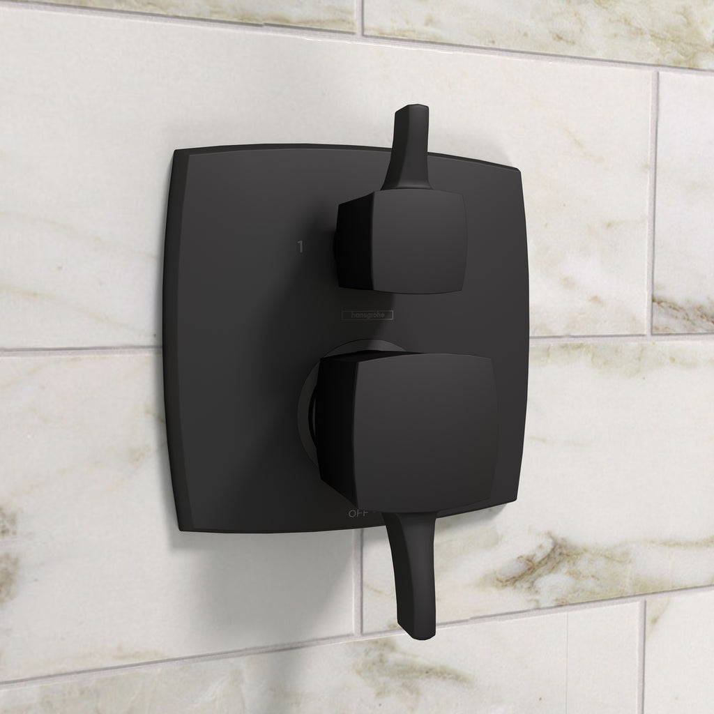 HANSGROHE 15865671 Ecostat Classic Pressure Balance Trim Classic Square with Diverter - Matte Black