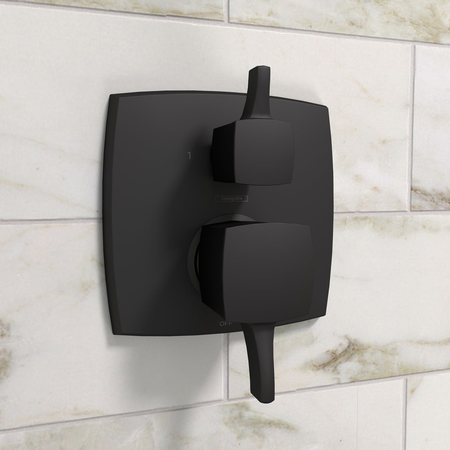 HANSGROHE 15865671 Ecostat Classic Pressure Balance Trim Classic Square with Diverter - Matte Black