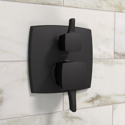 HANSGROHE 15865671 Ecostat Classic Pressure Balance Trim Classic Square with Diverter - Matte Black