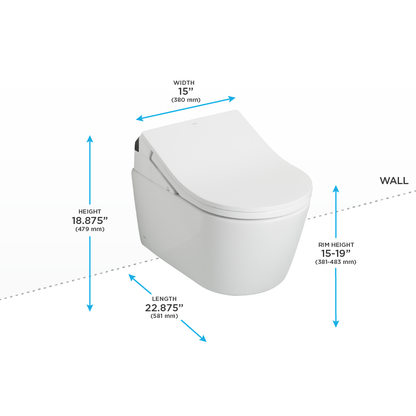 TOTO CWT4474047CMFG#MS Washlet+ Rp Wall-Hung D-Shape Toilet With Rx Bidet Seat And Duofit In-Wall 1.28 And 0.9 Gpf Dual-Flush Tank System - Matte Silver