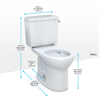 TOTO CST775CEFRG#01 Drake Two-Piece Round 1.28 Gpf Universal Height Tornado Flush Toilet With Cefiontect - Cotton White