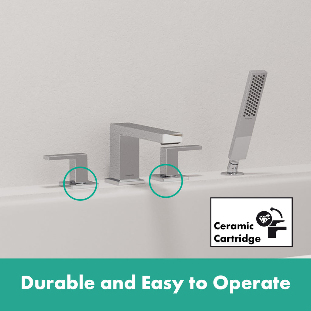 HANSGROHE 73444001 Tecturis E 4-Hole Roman Tub Set Trim with 1.75 Handshower - Chrome