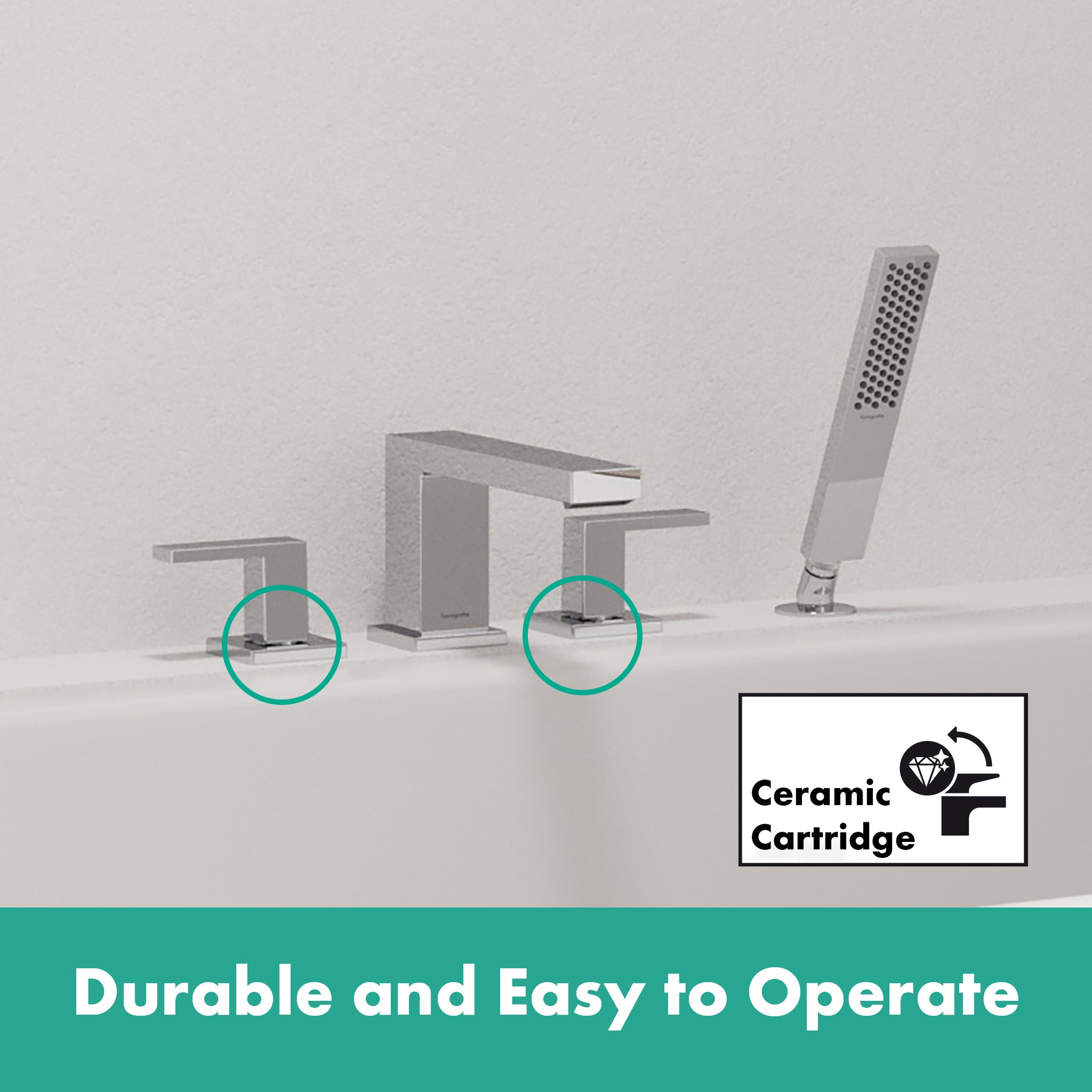 HANSGROHE 73444001 Tecturis E 4-Hole Roman Tub Set Trim with 1.75 Handshower - Chrome