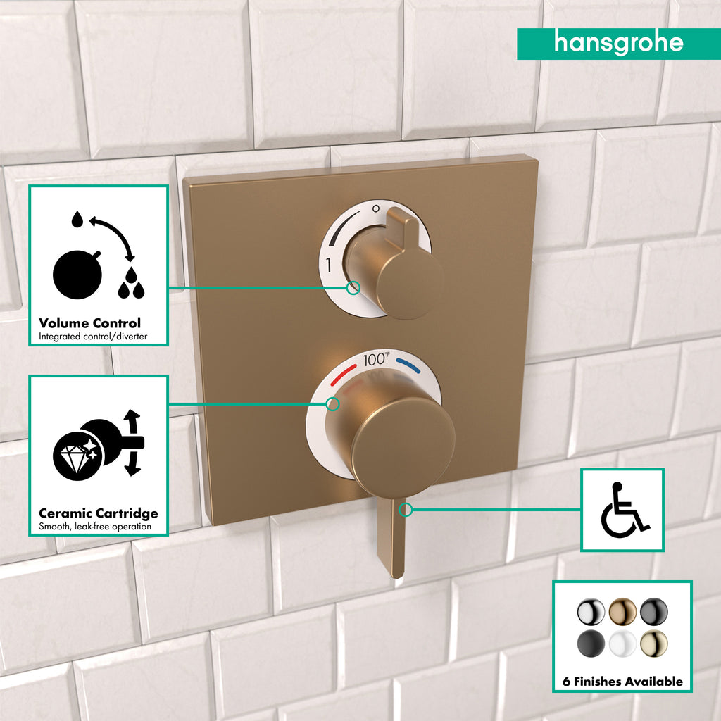 HANSGROHE 15712141 Ecostat Thermostatic Trim with Volume Control - Brushed Bronze