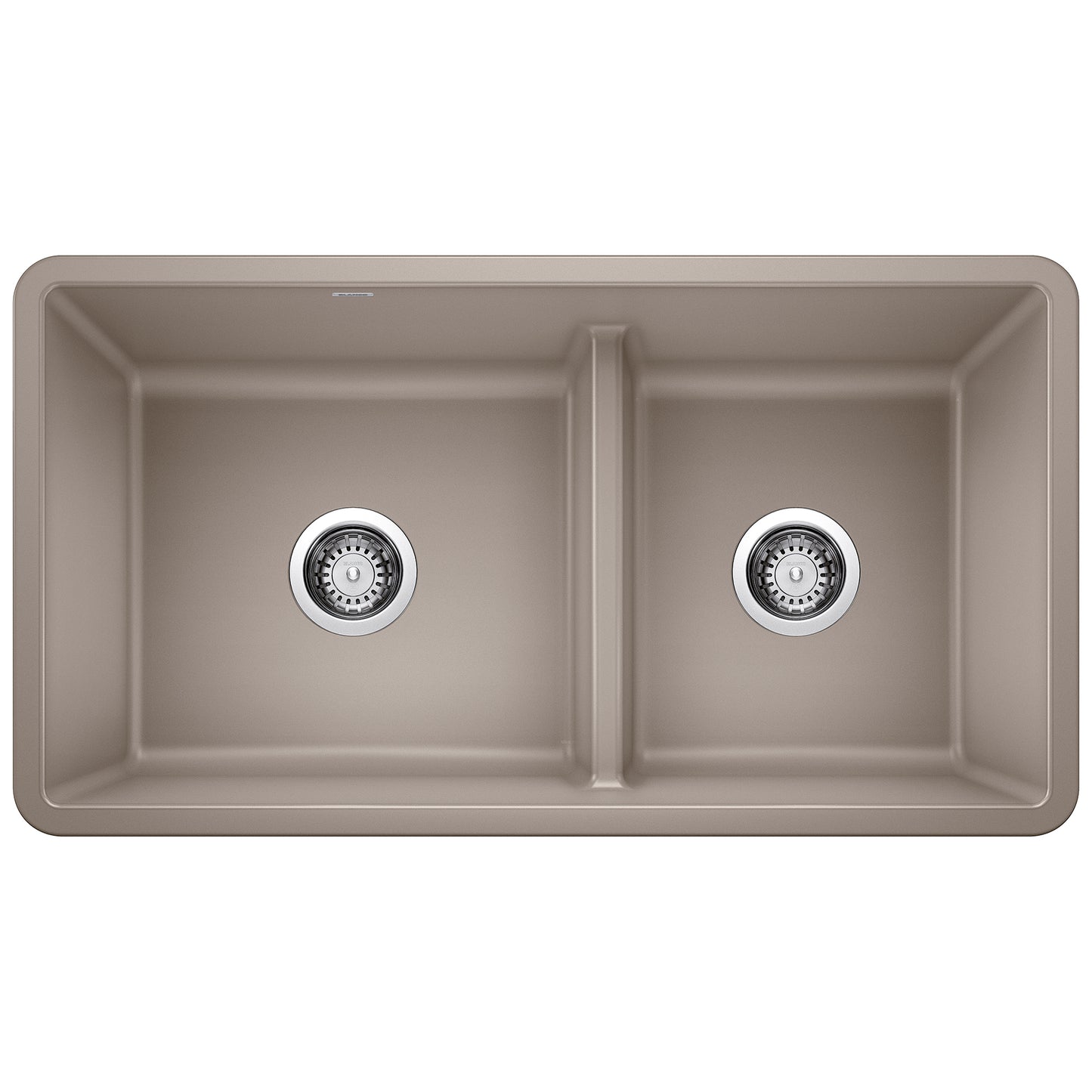 BLANCO 442522 Precis Precis SILGRANIT 33" 60/40 Reversible Double Bowl Undermount Kitchen Sink with Low Divide - Truffle in Truffle