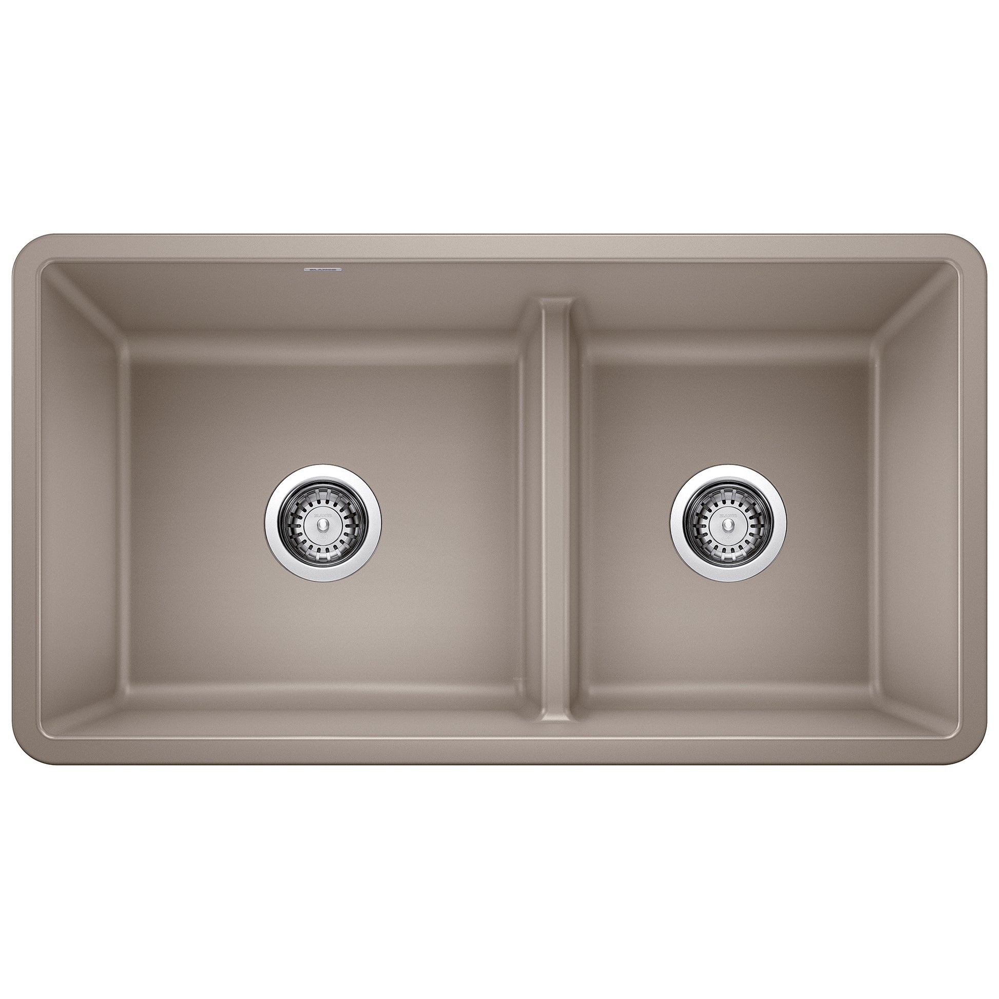 BLANCO 442522 Precis Precis SILGRANIT 33" 60/40 Reversible Double Bowl Undermount Kitchen Sink with Low Divide - Truffle in Truffle