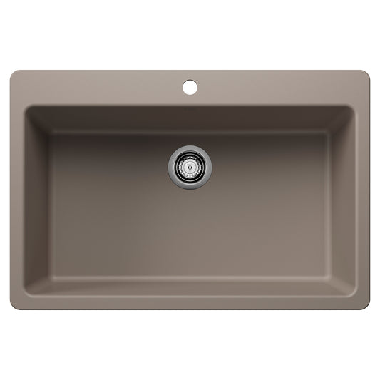 BLANCO 443198 Liven Liven SILGRANIT 33" Super Single Dual Mount Kitchen Sink - Truffle in Truffle