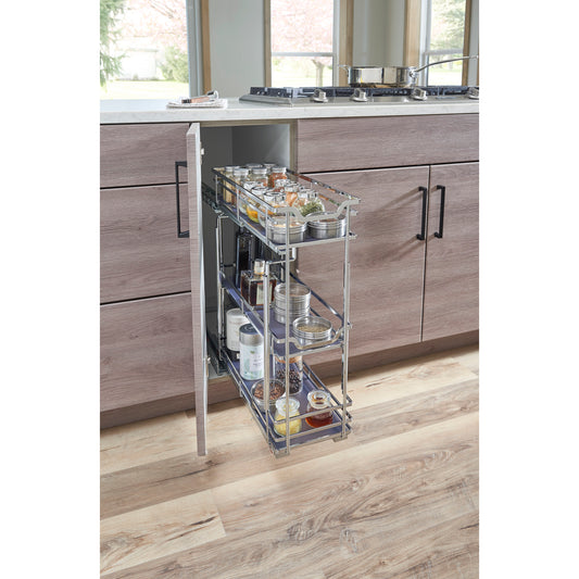 HARDWARE RESOURCES SWS-BPO5PC 5" Polished Chrome STORAGE WITH STYLE® Metal "No Wiggle" Soft-close Base Pullout - Polished Chrome