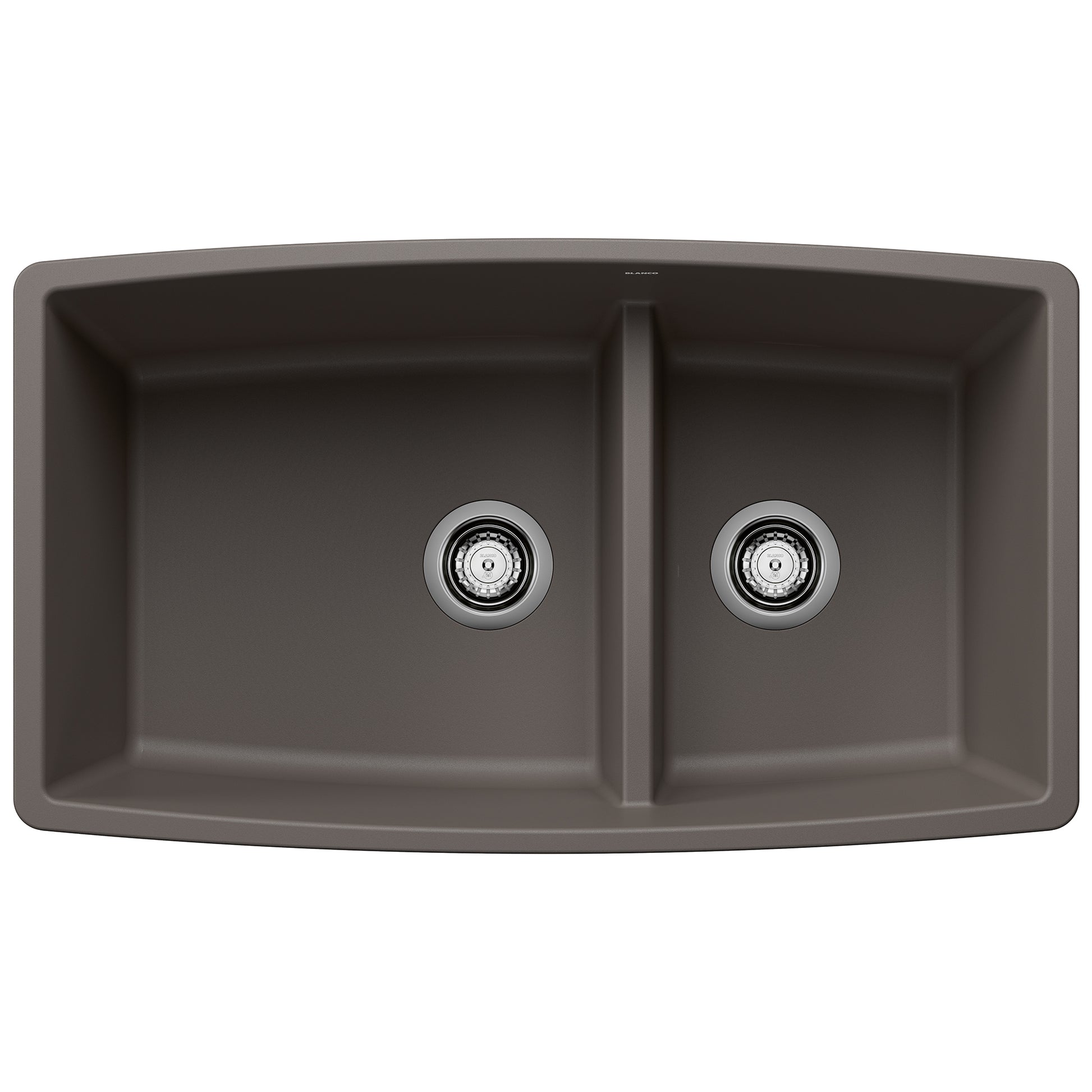 BLANCO 443125 Performa Performa SILGRANIT 33" 60/40 Double Bowl Undermount Kitchen Sink with Low Divide - Volcano Gray in Volcano Gray