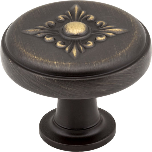 JEFFREY ALEXANDER 417ABSB Lafayette 1-3/8" Diameter Mushroom Knob - Antique Brushed Satin Brass