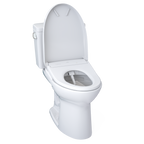 TOTO MW7764726CEFGA#01 Drake Washlet+ Two-Piece Elongated 1.28 Gpf Universal Height Tornado Flush Toilet With Auto Flush S7 Contemporary Bidet Seat - Cotton White