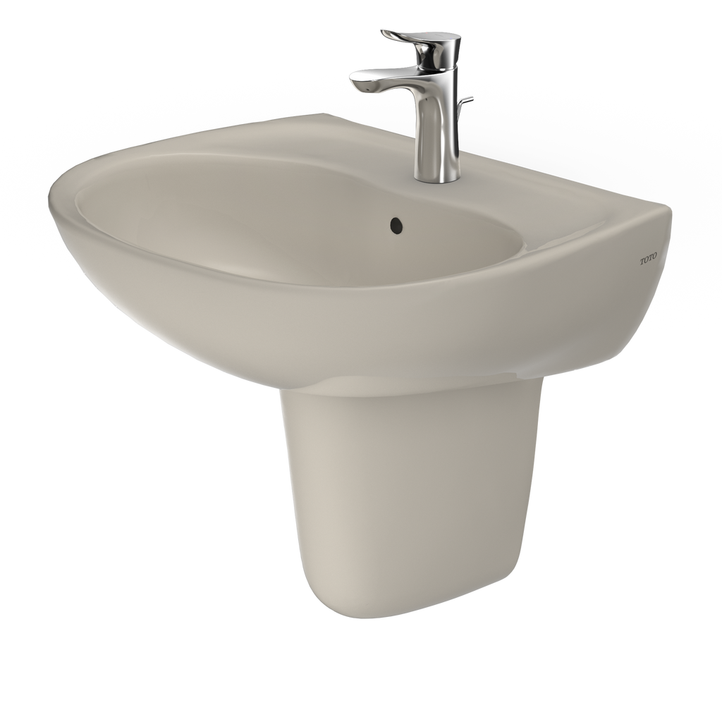 TOTO LHT241G#03 Supreme Oval Wall-Mount Bathroom Sink With Cefiontect And Shroud For Single Hole Faucets - Bone