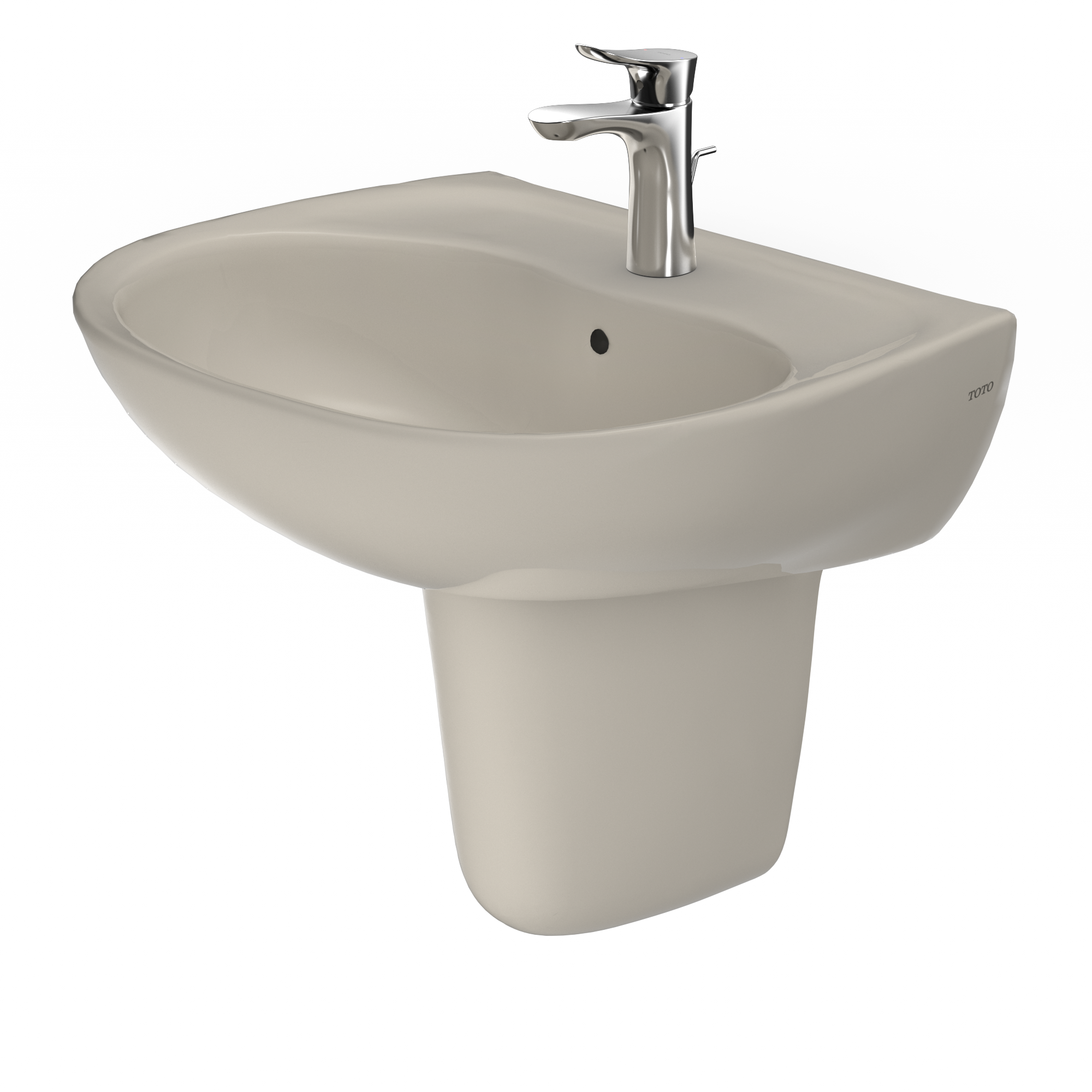 TOTO LHT241G#03 Supreme Oval Wall-Mount Bathroom Sink With Cefiontect And Shroud For Single Hole Faucets - Bone