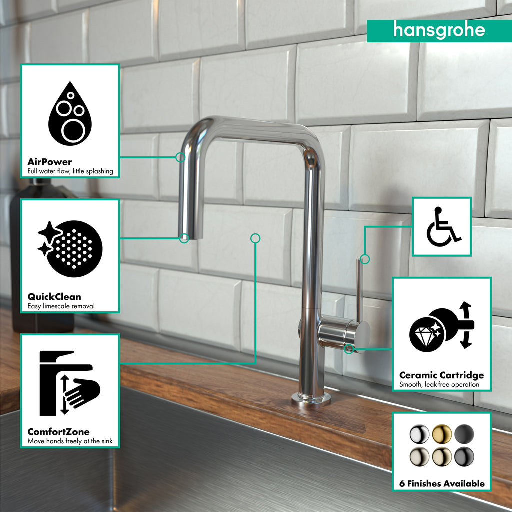 HANSGROHE 72858001 Talis N Kitchen Faucet, U-Style 1-Spray, 1.5 GPM - Chrome