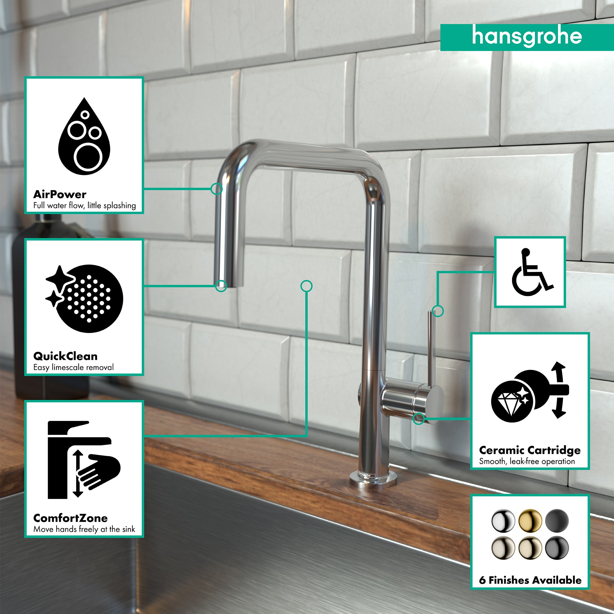 HANSGROHE 72858001 Talis N Kitchen Faucet, U-Style 1-Spray, 1.5 GPM - Chrome
