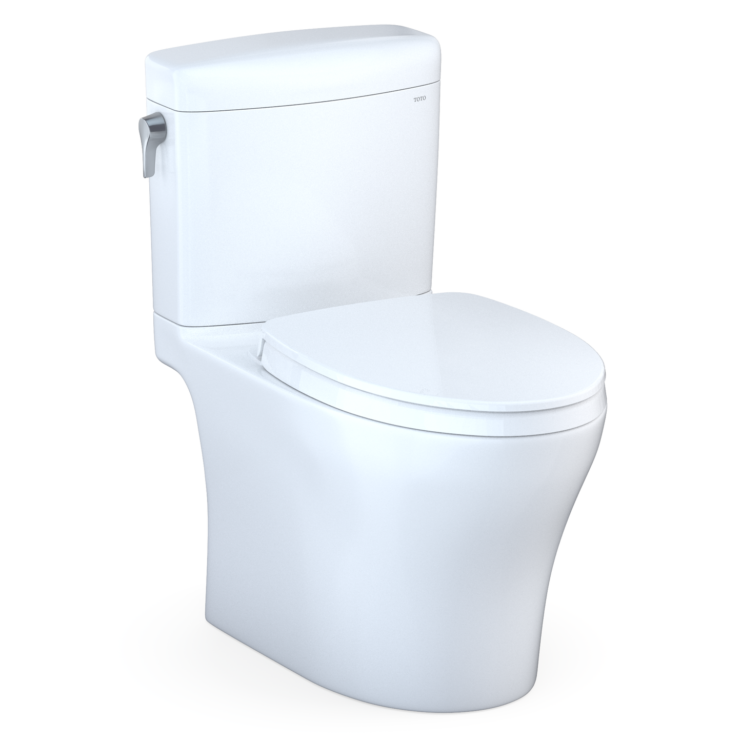 TOTO MS436124CEMFGN#01 Aquia IV Cube Two-Piece Elongated Dual Flush 1.28 and 0.9 GPF Universal Height Toilet with CEFIONTECT , Cotton White