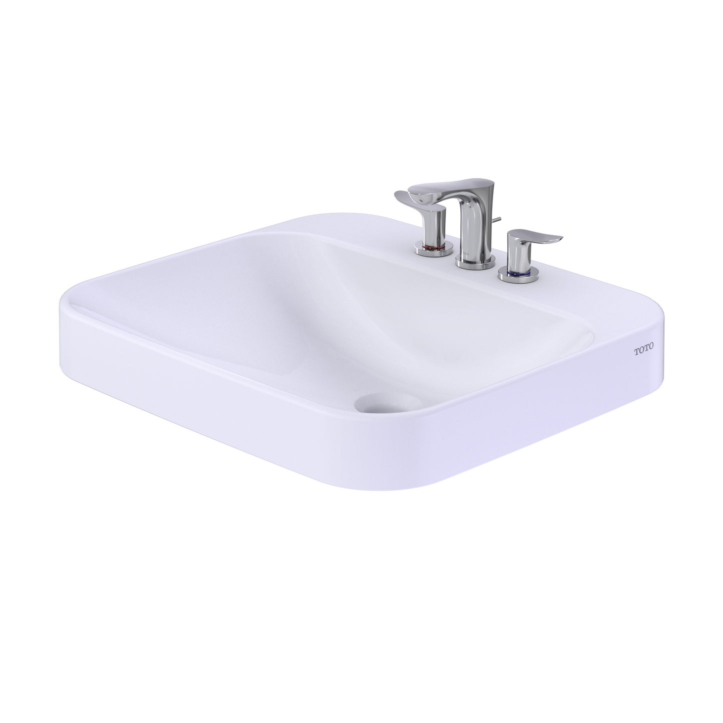 TOTO LT415.4G#01 Arvina Rectangular 20" Vessel Bathroom Sink with CEFIONTECT for 4 Inch Center Faucets , Cotton White