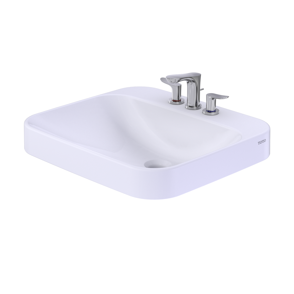 TOTO LT415.4G#01 Arvina Rectangular 20" Vessel Bathroom Sink With Cefiontect For 4 Inch Center Faucets - Cotton White