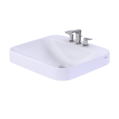 TOTO LT415.4G#01 Arvina Rectangular 20" Vessel Bathroom Sink With Cefiontect For 4 Inch Center Faucets - Cotton White