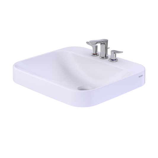 TOTO LT415.4G#01 Arvina Rectangular 20" Vessel Bathroom Sink With Cefiontect For 4 Inch Center Faucets - Cotton White