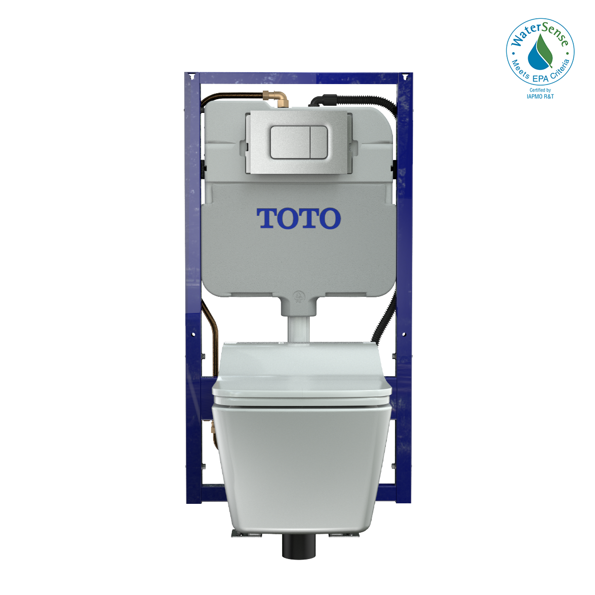 TOTO CWT4494549CMFGA#MS Washlet+ Sp Wall-Hung Square-Shape Toilet With Sw Bidet Seat And Duofit In-Wall 1.28 And 0.9 Gpf Dual-Flush Tank System - Cotton White