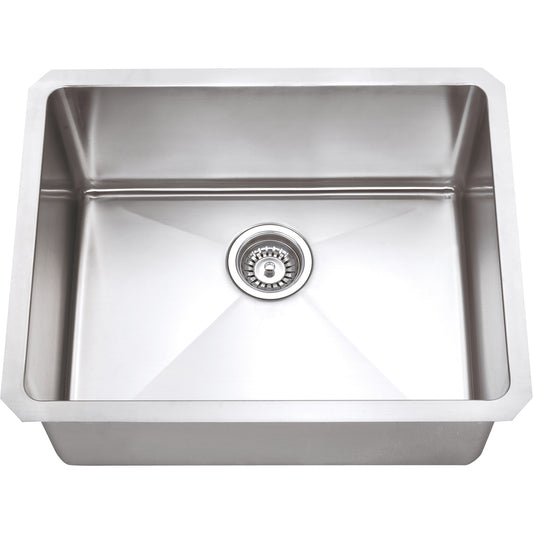HARDWARE RESOURCES HMS175 23" L x 18" W x 10" D Undermount 16 Gauge Handmade Stainless Steel Single Bowl Sink - Stainless Steel