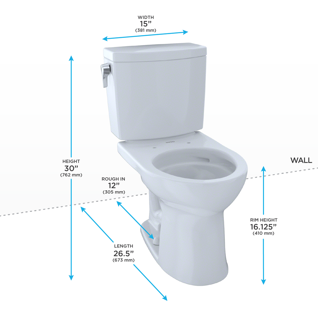 TOTO CST453CUF#51 Drake Ii 1G Two-Piece Round 1.0 Gpf Universal Height Toilet - Ebony