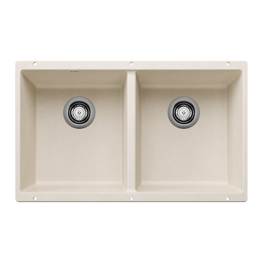 BLANCO 527401 Precis Precis SILGRANIT 29" 50/50 Double Bowl Undermount Kitchen Sink - Soft White in Soft White