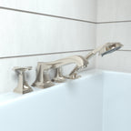 HANSGROHE 31449831 Metropol Classic 4-Hole Roman Tub Set Trim with Cross Handles and 1.8 GPM Handshower - Polished Nickel