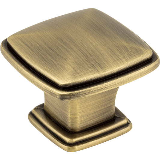 JEFFREY ALEXANDER 1091AB Milan 1 1-1/4" Length Square Knob - Brushed Antique Brass