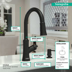 HANSGROHE 04793670 Joleena HighArc Kitchen Faucet, 2-Spray Pull-Down, 1.75 GPM - Matte Black