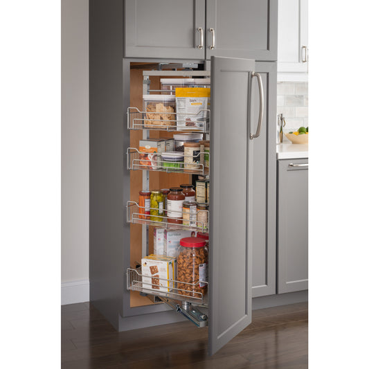 HARDWARE RESOURCES CPSO1286SC 12" Wide 86" Tall Chrome Wire Soft-close Pantry Swingout , Polished Chrome