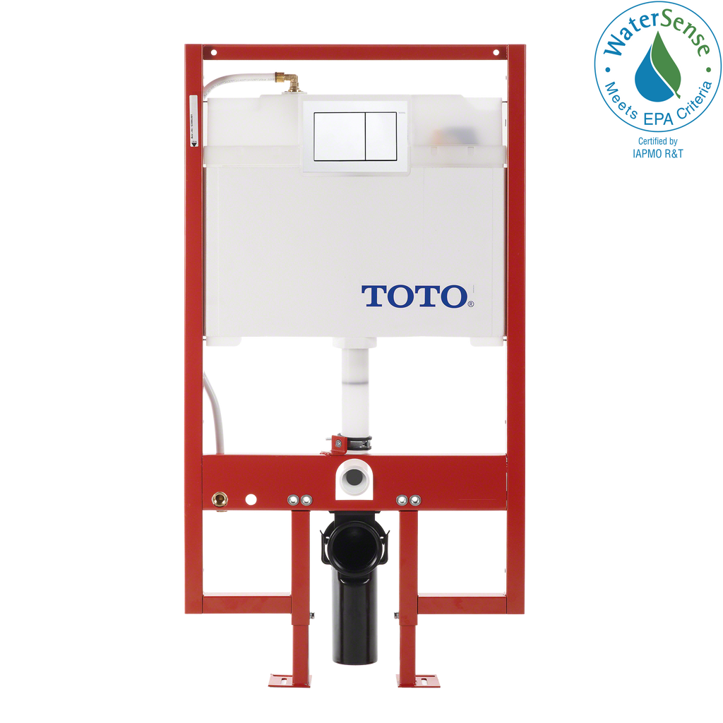 TOTO WT151800M#WH Duofit In-Wall Dual Flush 0.9 And 1.6 Gpf Tank System Pex Supply Line And White Rectangular Push Plate - White