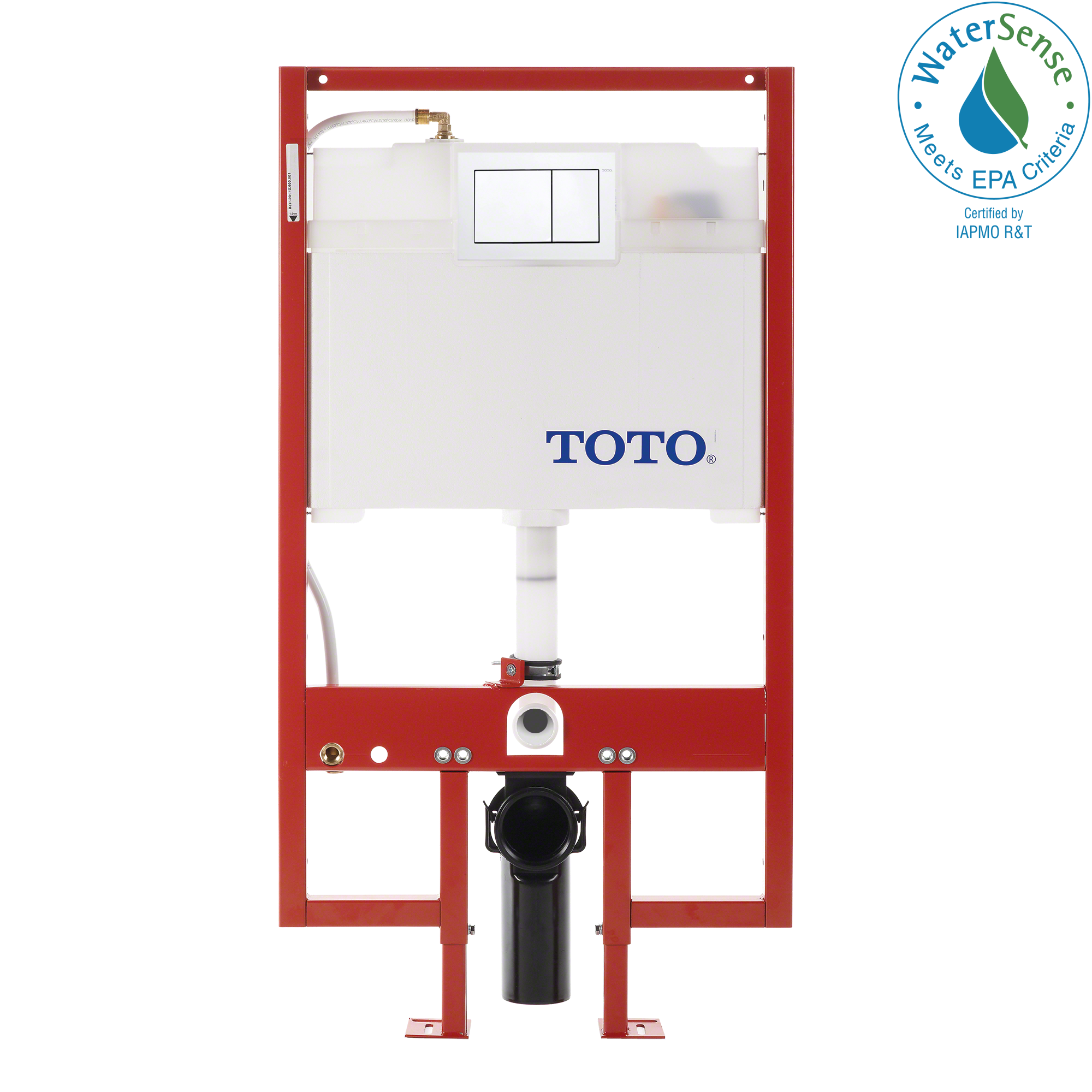 TOTO WT151800M#WH Duofit In-Wall Dual Flush 0.9 And 1.6 Gpf Tank System Pex Supply Line And White Rectangular Push Plate - White